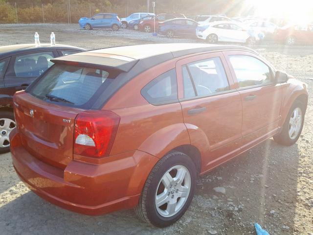 1B3HB48B37D159772 - 2007 DODGE CALIBER SX ORANGE photo 4