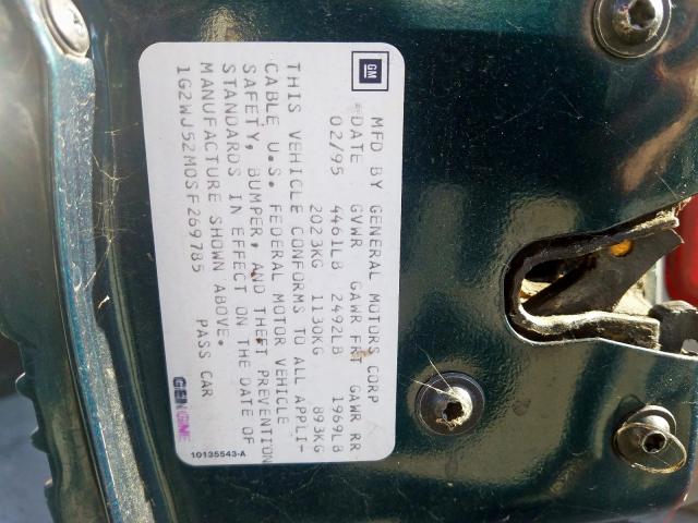 1G2WJ52M0SF269785 - 1995 PONTIAC GRAND PRIX Жасыл фото 10