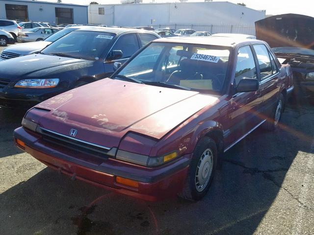 JHMCA5645KC014543 - 1989 HONDA ACCORD LXI RED photo 2