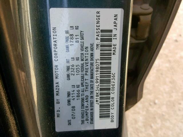 JM1BK34L991198075 - 2009 MAZDA SPEED 3 CHARCOAL photo 10