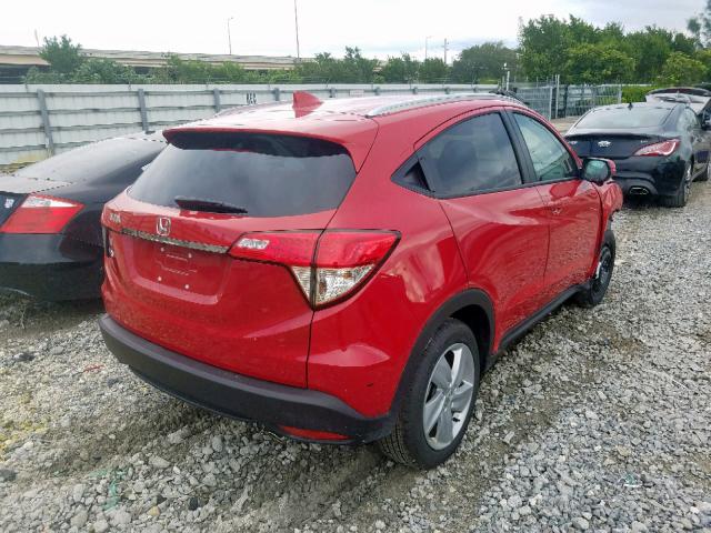 3CZRU5H5XKM706153 - 2019 HONDA HR-V EX RED photo 4