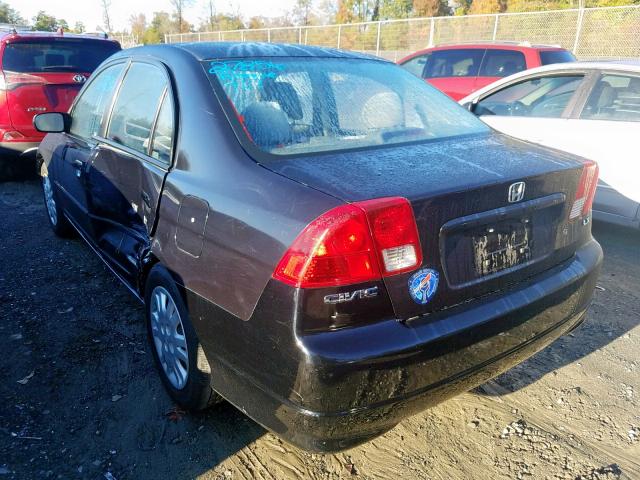 2HGES16585H580773 - 2005 HONDA CIVIC LX BLACK photo 3