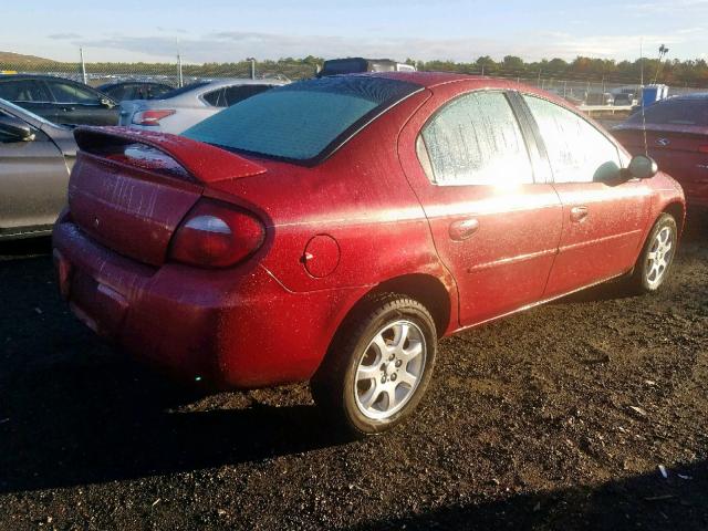 1B3ES56C25D184518 - 2005 DODGE NEON SXT RED photo 4