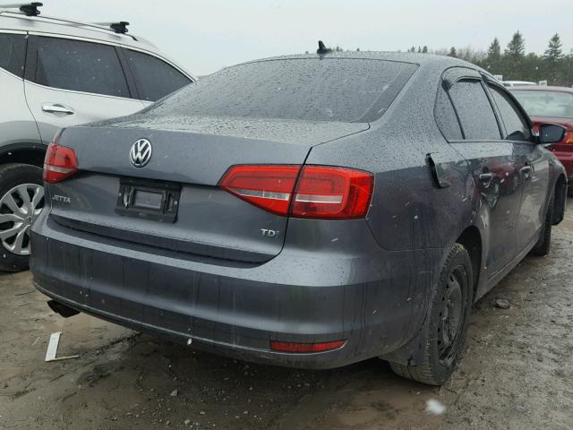 3VWWA7AJ6FM342529 - 2015 VOLKSWAGEN JETTA TDI GRAY photo 4