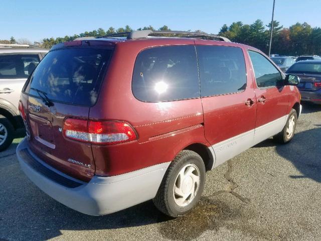 4T3ZF13C71U333262 - 2001 TOYOTA SIENNA LE BURGUNDY photo 4