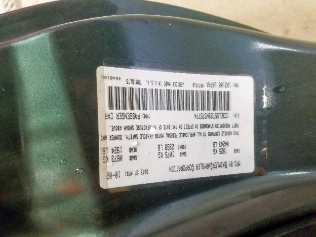 1C3EL55T23N575774 - 2003 CHRYSLER SEBRING LX GREEN photo 10