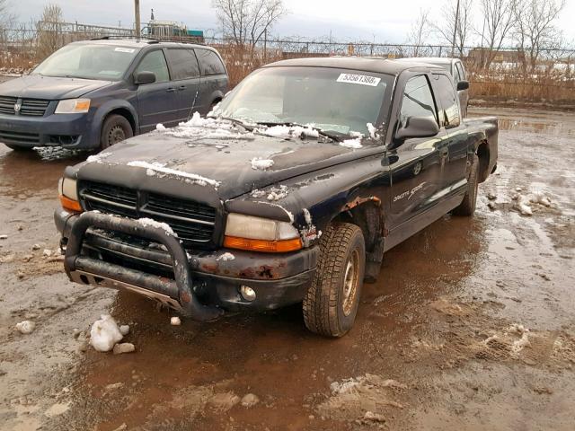 1B7GL22X0YS662883 - 2000 DODGE DAKOTA BLACK photo 2