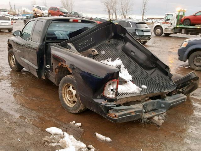 1B7GL22X0YS662883 - 2000 DODGE DAKOTA BLACK photo 3