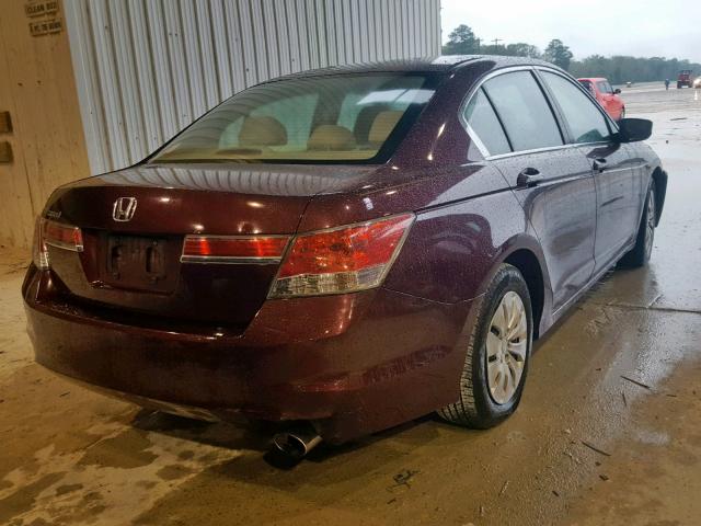 1HGCP2F35CA192313 - 2012 HONDA ACCORD LX RED photo 4