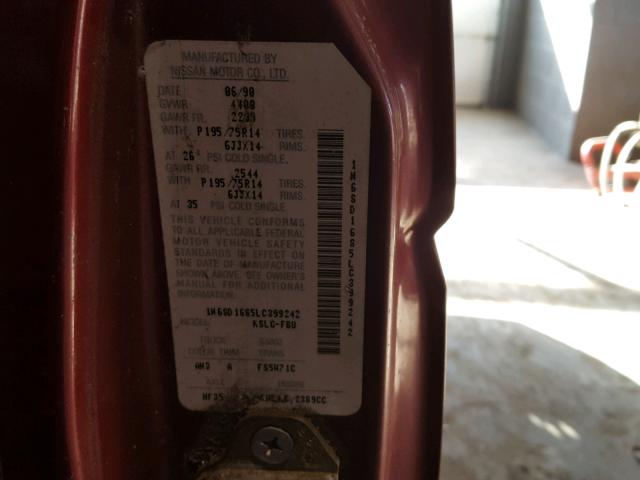 1N6SD16S5LC399242 - 1990 NISSAN D21 KING C RED photo 10