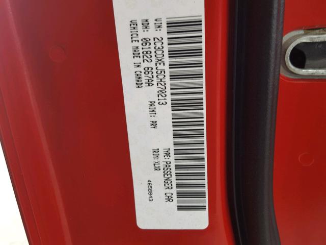 2C3CDXEJ5CH270213 - 2012 DODGE CHARGER SR RED photo 10