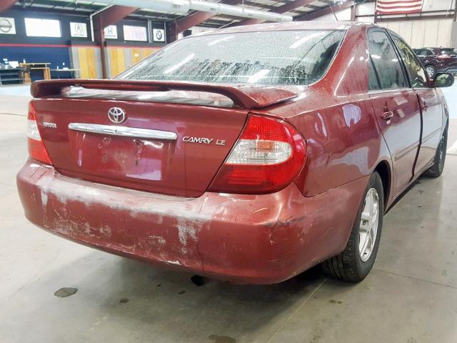 4T1BE32K92U089777 - 2002 TOYOTA CAMRY LE RED photo 4