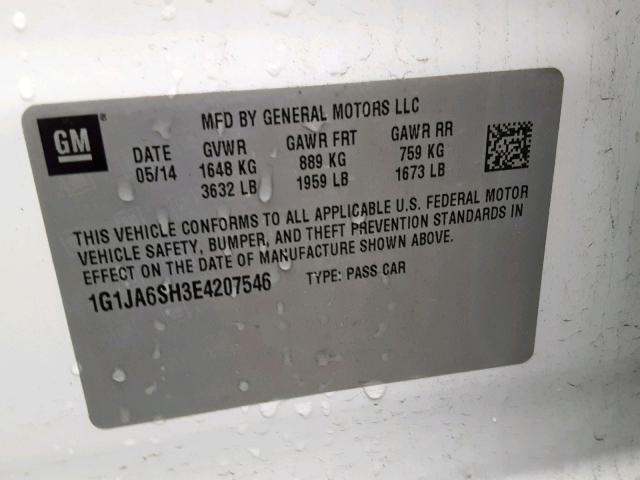 1G1JA6SH3E4207546 - 2014 CHEVROLET SONIC LS  照片 10