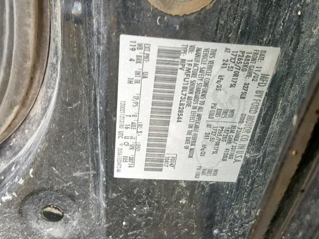 1FMFU18L73LB28544 - 2003 FORD EXPEDITION BLACK photo 10