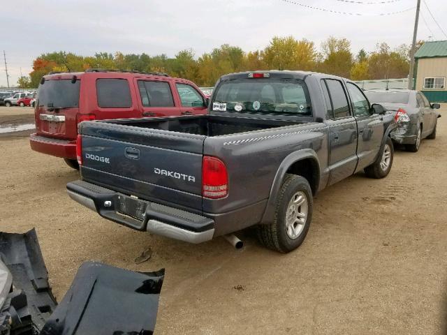 1D7HL38K84S621469 - 2004 DODGE DAKOTA QUA GRAY photo 4