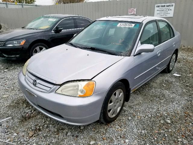 1HGES26711L054036 - 2001 HONDA CIVIC EX SILVER photo 2