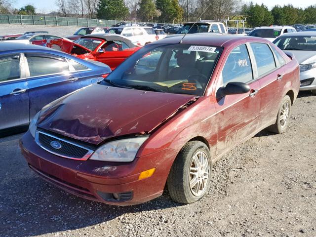 1FAFP34N57W241126 - 2007 FORD FOCUS ZX4 MAROON photo 2