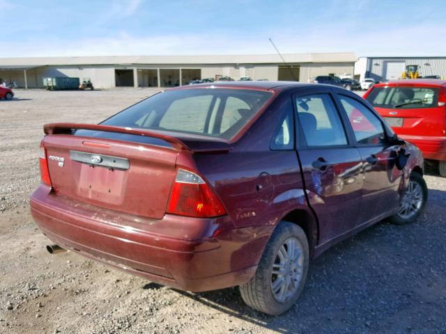 1FAFP34N57W241126 - 2007 FORD FOCUS ZX4 MAROON photo 4