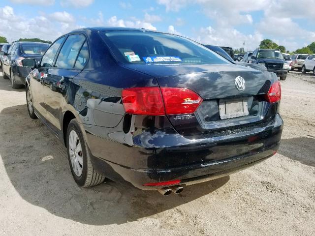 3VW2K7AJ9BM306212 - 2011 VOLKSWAGEN JETTA BASE 黑色 照片 3