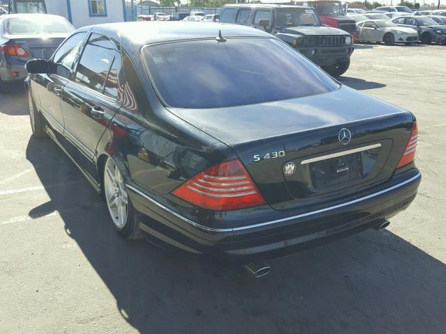 WDBNG70J04A410122 - 2004 MERCEDES-BENZ S 430 BLACK photo 3