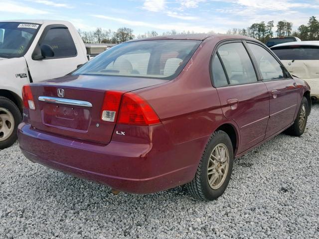 2HGES16553H553110 - 2003 HONDA CIVIC LX MAROON photo 4