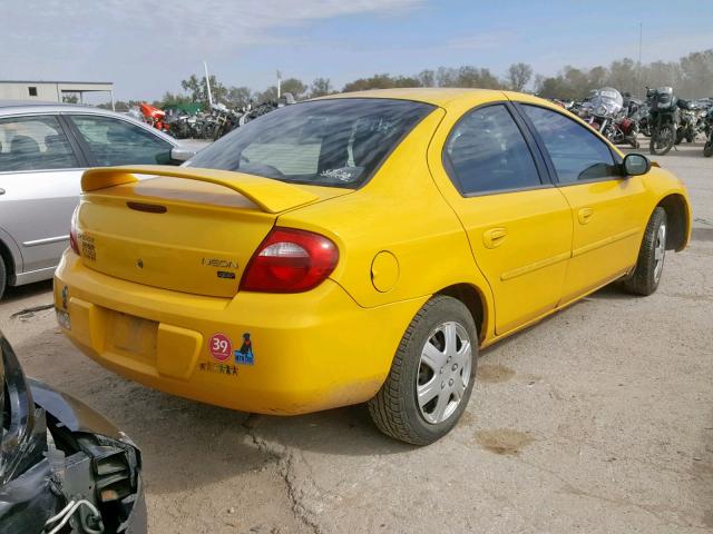 1B3ES56C54D583177 - 2004 DODGE NEON SXT YELLOW photo 4