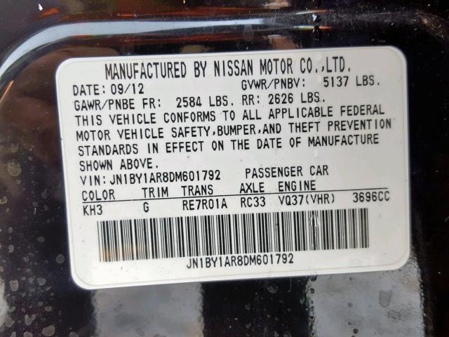 JN1BY1AR8DM601792 - 2013 INFINITI M37 X BLACK photo 10