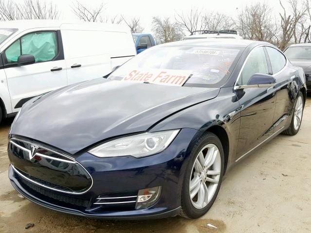 5YJSA1CN8DFP27977 - 2013 TESLA MODEL S BLUE photo 2