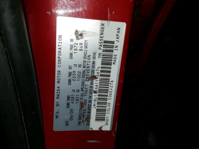 JM1BL1S56A1176674 - 2010 MAZDA 3 S RED photo 10