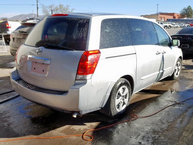 5N1BV28U27N130433 - 2007 NISSAN QUEST S SILVER photo 4