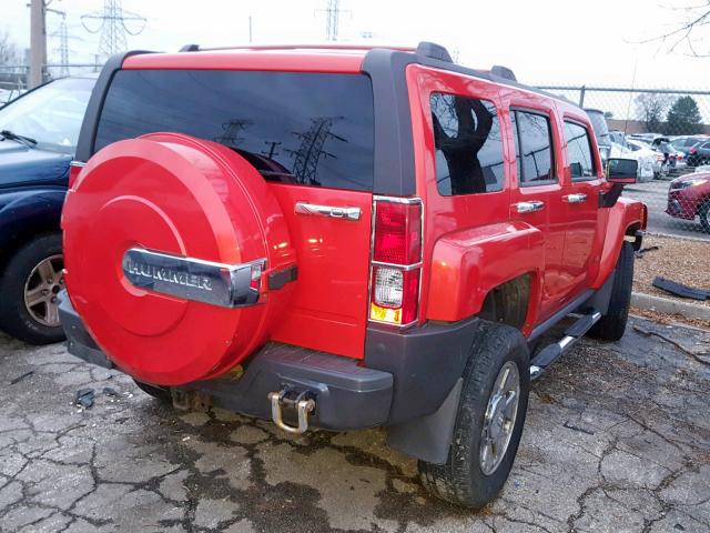 5GTEN13E188102076 - 2008 HUMMER H3 RED photo 4