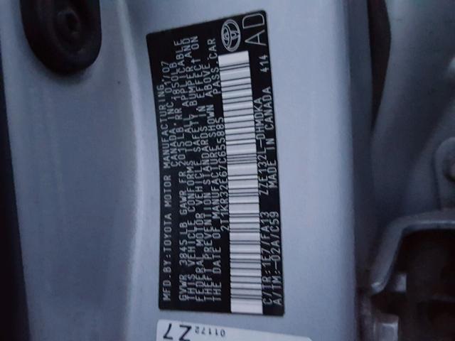 2T1KR32E67C655885 - 2007 TOYOTA COROLLA MA SILVER photo 10