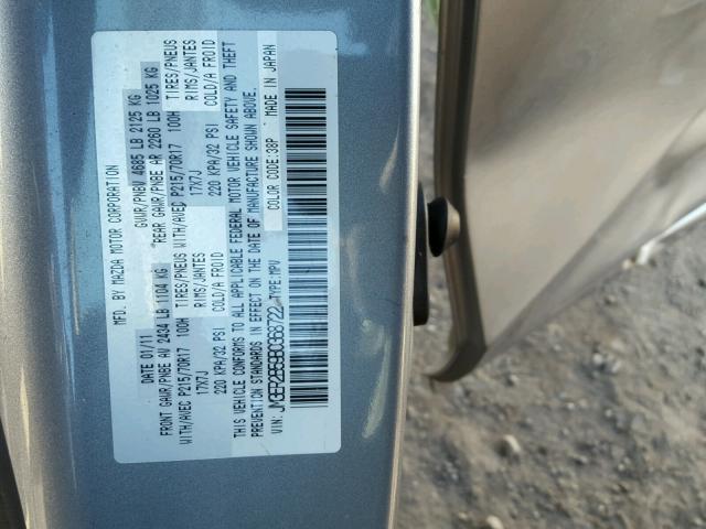 JM3ER2B59B0368722 - 2011 MAZDA CX-7 SILVER photo 10