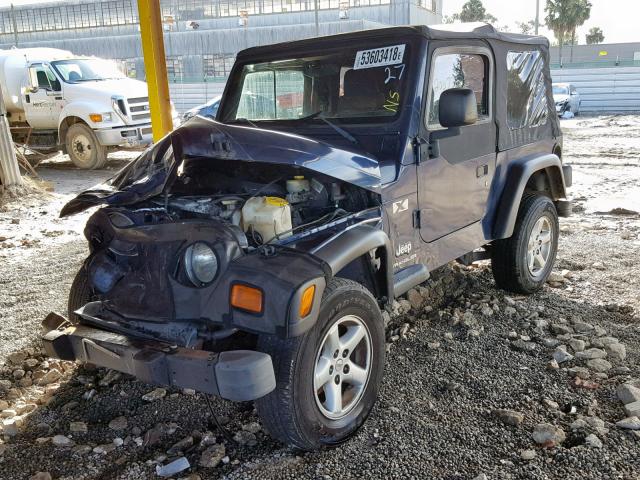 1J4FA39SX4P702427 - 2004 JEEP WRANGLER X BLUE photo 2