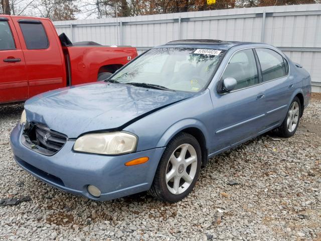 JN1CA31A61T106751 - 2001 NISSAN MAXIMA GXE BLUE photo 2