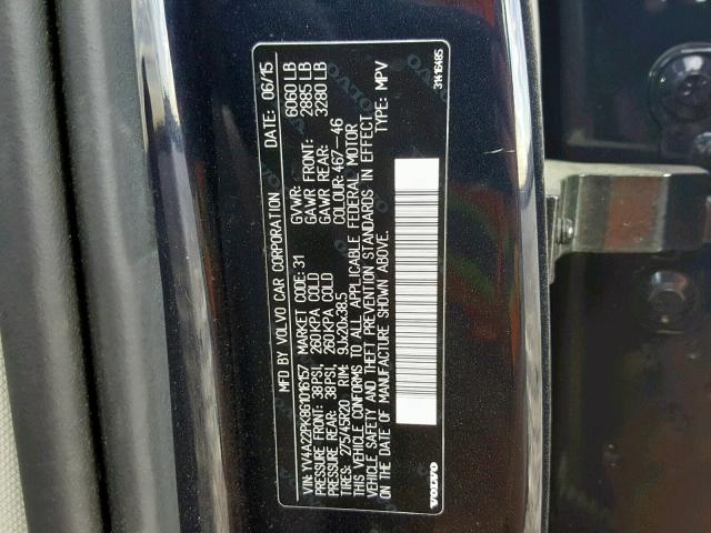 YV4A22PK8G1016157 - 2016 VOLVO XC90 T6 BLUE photo 10