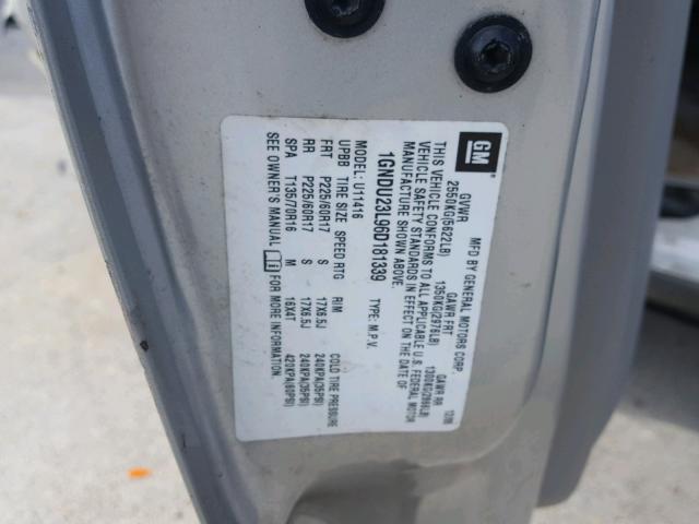 1GNDU23L96D181339 - 2006 CHEVROLET UPLANDER L 银色 照片 10