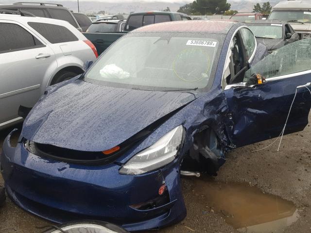 5YJ3E1EA2JF009873 - 2018 TESLA MODEL 3 BLUE photo 2