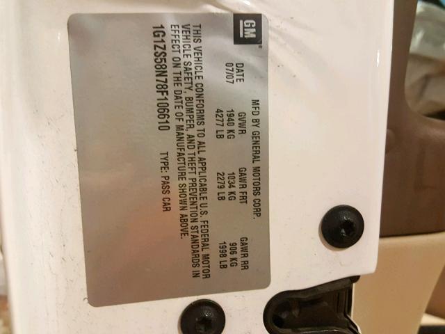 1G1ZS58N78F106610 - 2008 CHEVROLET MALIBU LS WHITE photo 10