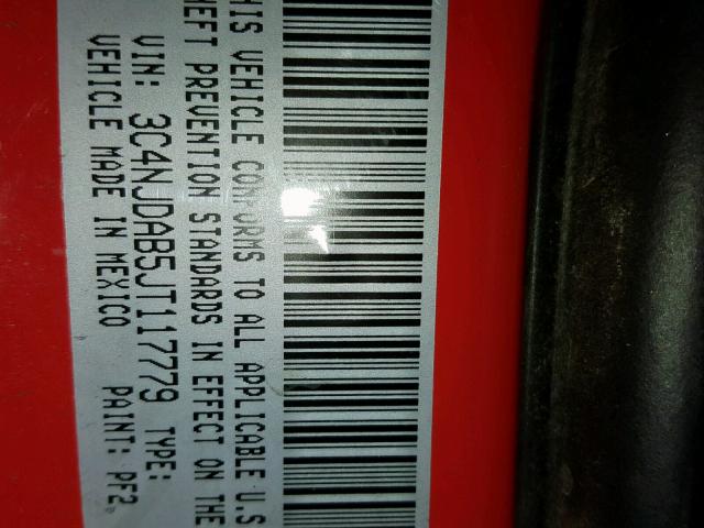 3C4NJDAB5JT117779 - 2018 JEEP COMPASS SP ნარინჯისფერი ფოტო 10