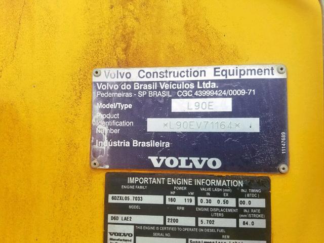 L90EV71164 - 2006 VOLVO L90E YELLOW photo 10