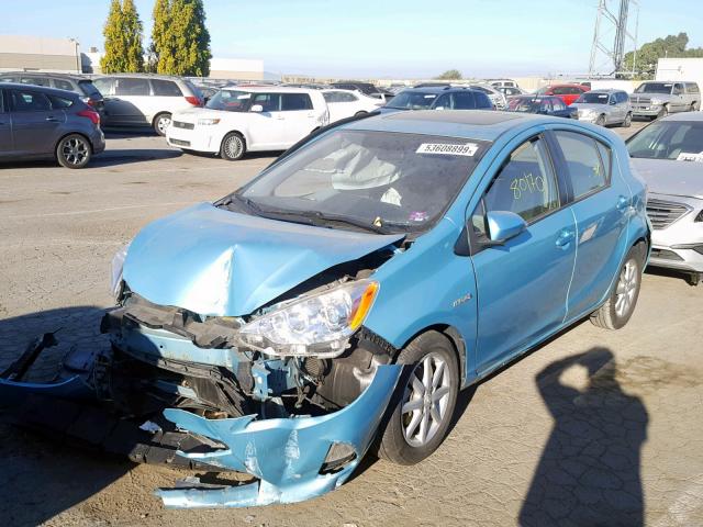 JTDKDTB31D1049469 - 2013 TOYOTA PRIUS C BLUE photo 2