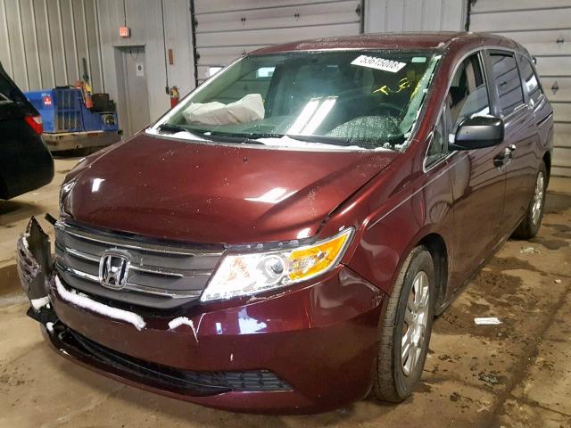 5FNRL5H20CB042711 - 2012 HONDA ODYSSEY LX BURGUNDY photo 2