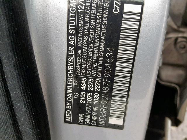 WDBRF92H87F904634 - 2007 MERCEDES-BENZ C 280 4MAT SILVER photo 10