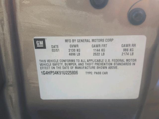 1G4HP54K91U225806 - 2001 BUICK LESABRE CU BROWN photo 10