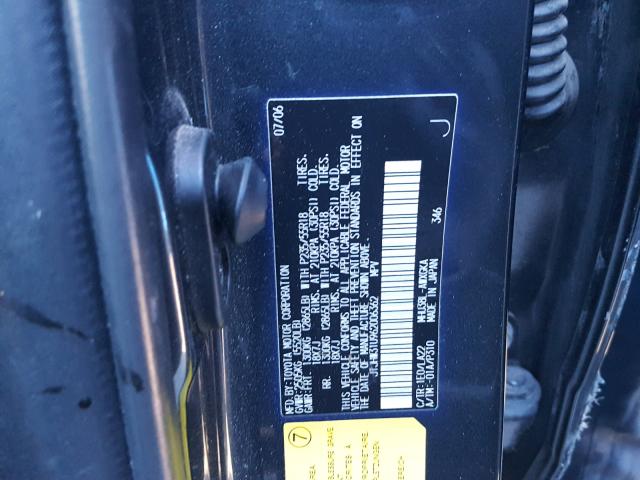 JTJHW31U962006362 - 2006 LEXUS RX 400 BLACK photo 10