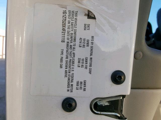 1G1ZT528X4F211118 - 2004 CHEVROLET MALIBU LS 白色 照片 10