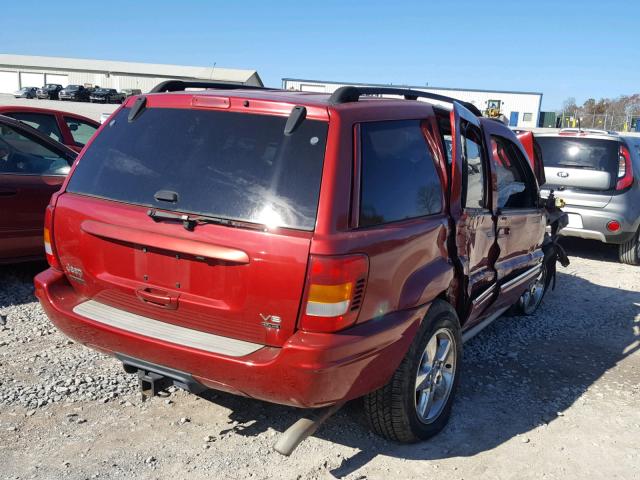 1J8GW68J04C221107 - 2004 JEEP GRAND CHER RED photo 4