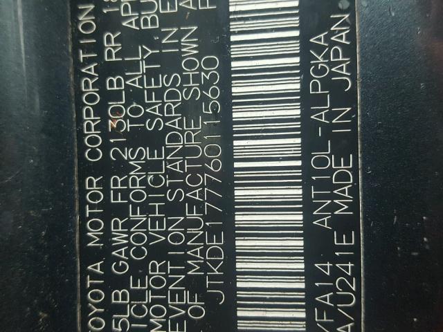 JTKDE177760115630 - 2006 TOYOTA SCION TC ნაცრისფერი ფოტო 10