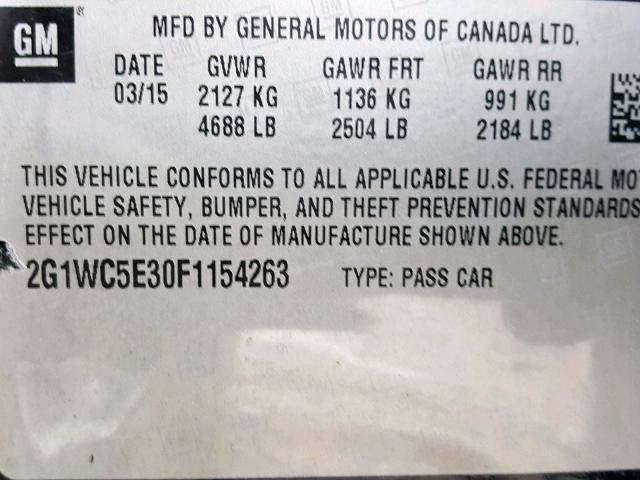 2G1WC5E30F1154263 - 2015 CHEVROLET IMPALA LIM BLACK photo 10